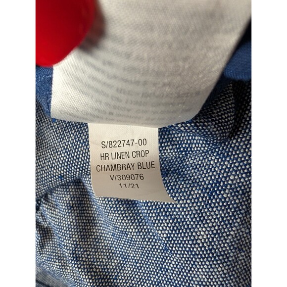 Old Navy Pants Womens L Blue High Rise Straight Tape Chambray Linen Blend Crop - Picture 7 of 11